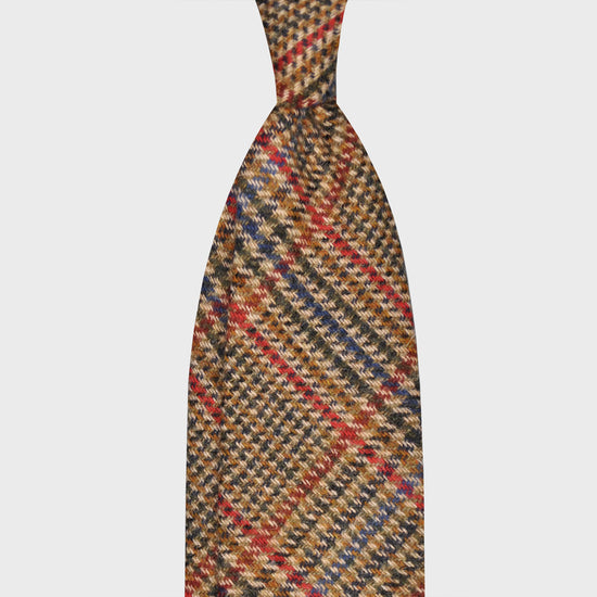 F.Marino Tweed Tie 3 Folds Prince of Wales Red-Wools Boutique Uomo