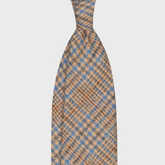 F.Marino Tweed Krawatte 3-fach gefaltet Prince of Wales Sky