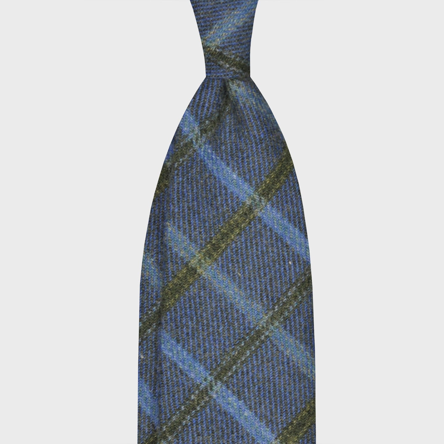 F.Marino Tweed Tie 3 Folds Windowpane Denim Blue-Wools Boutique Uomo