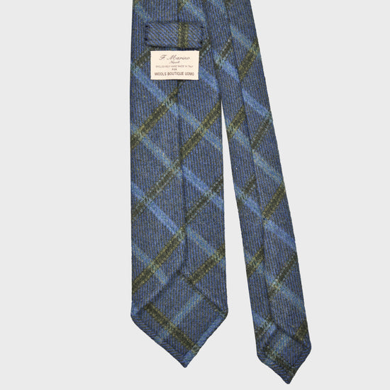 Load image into Gallery viewer, F.Marino Tweed Tie 3 Folds Windowpane Denim Blue-Wools Boutique Uomo

