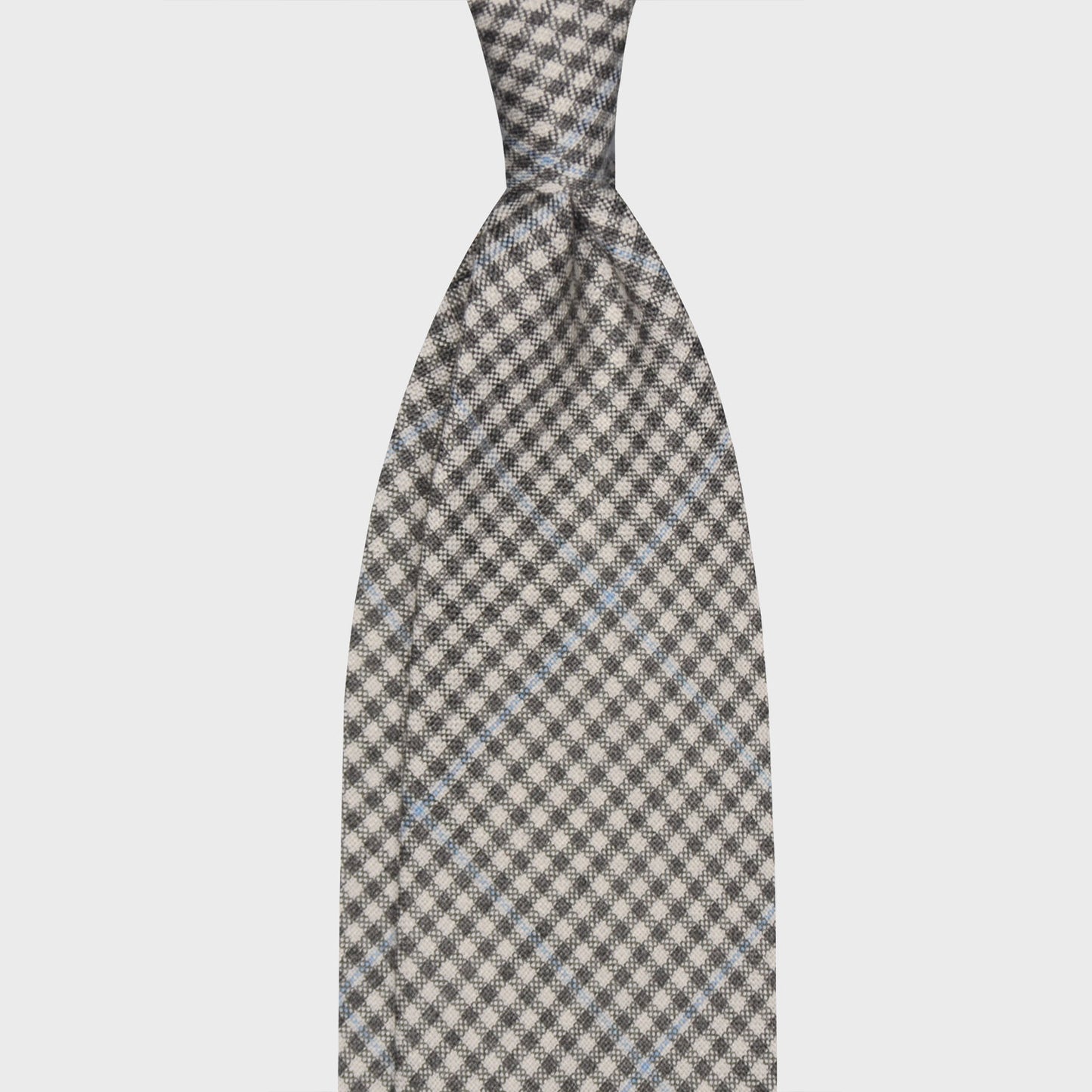 F.Marino Checks Wool Tie 3 Folds Grey-Wools Boutique Uomo