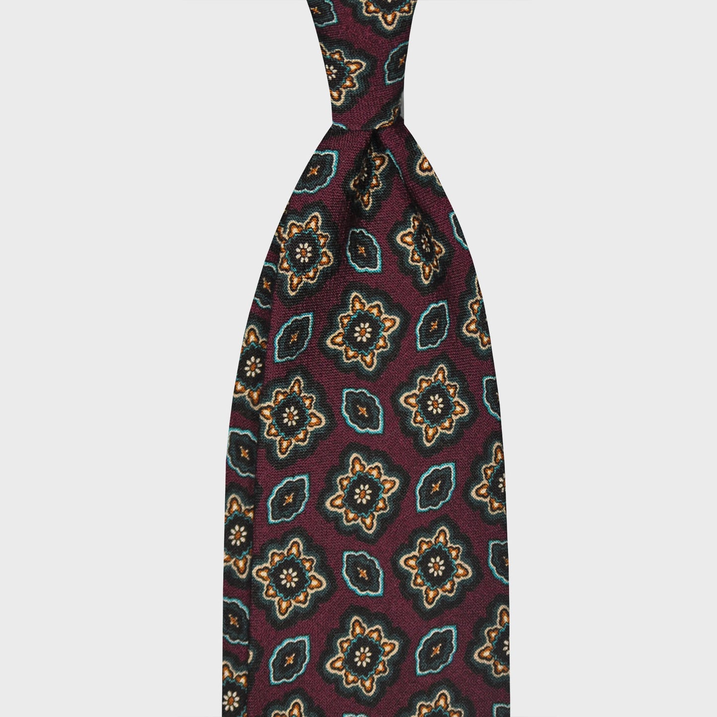 F.Marino Wool Tie 3 Folds Diamonds Raspberry Red-Wools Boutique Uomo