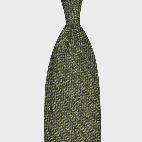 F.Marino Barleycorn Tweed Tie 3 Folds Apple Green-Wools Boutique Uomo
