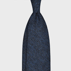 F.Marino Cravate Tweed Barleycorn 3 Plis Bleu Denim