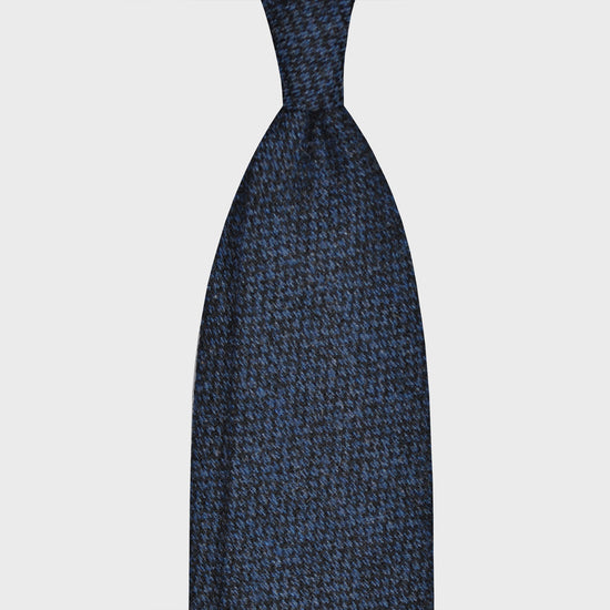 F.Marino Barleycorn Tweed Tie 3 Folds Denim Blue-Wools Boutique Uomo