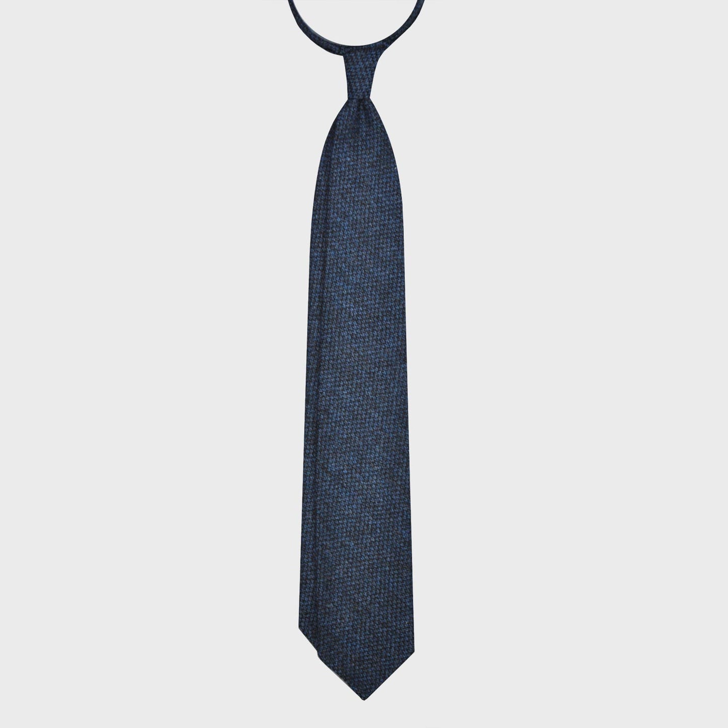 F.Marino Barleycorn Tweed Tie 3 Folds Denim Blue-Wools Boutique Uomo
