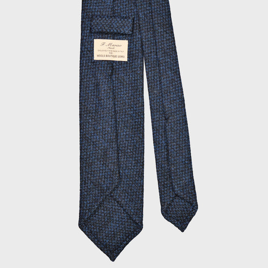 F.Marino Barleycorn Tweed Tie 3 Folds Denim Blue-Wools Boutique Uomo