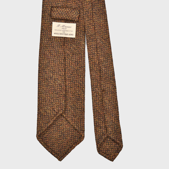F.Marino Barleycorn Tweed Tie 3 Folds Rust Brown-Wools Boutique Uomo