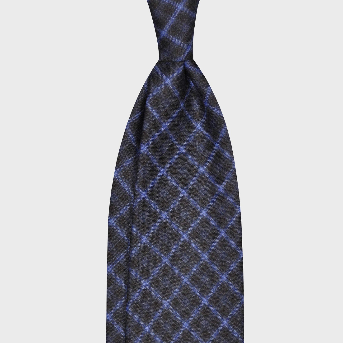 F.Marino Wool Tie 3 Folds Checked Pervinca Blue-Wools Boutique Uomo