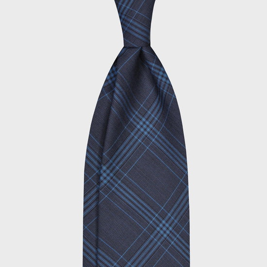 Load image into Gallery viewer, F.Marino Handmade Wool Tie 3 Folds Prince of Wales Electric Blue-Wools Boutique Uomo
