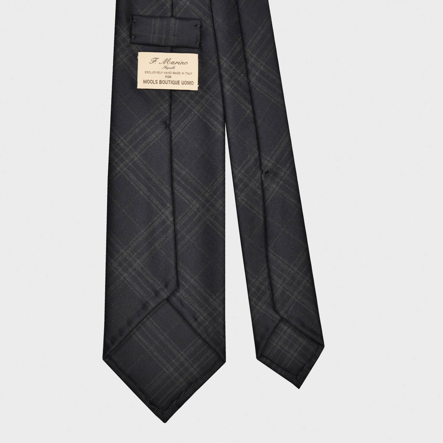 F.Marino Handmade Wool Tie 3 Folds Prince of Wales Lime-Wools Boutique Uomo