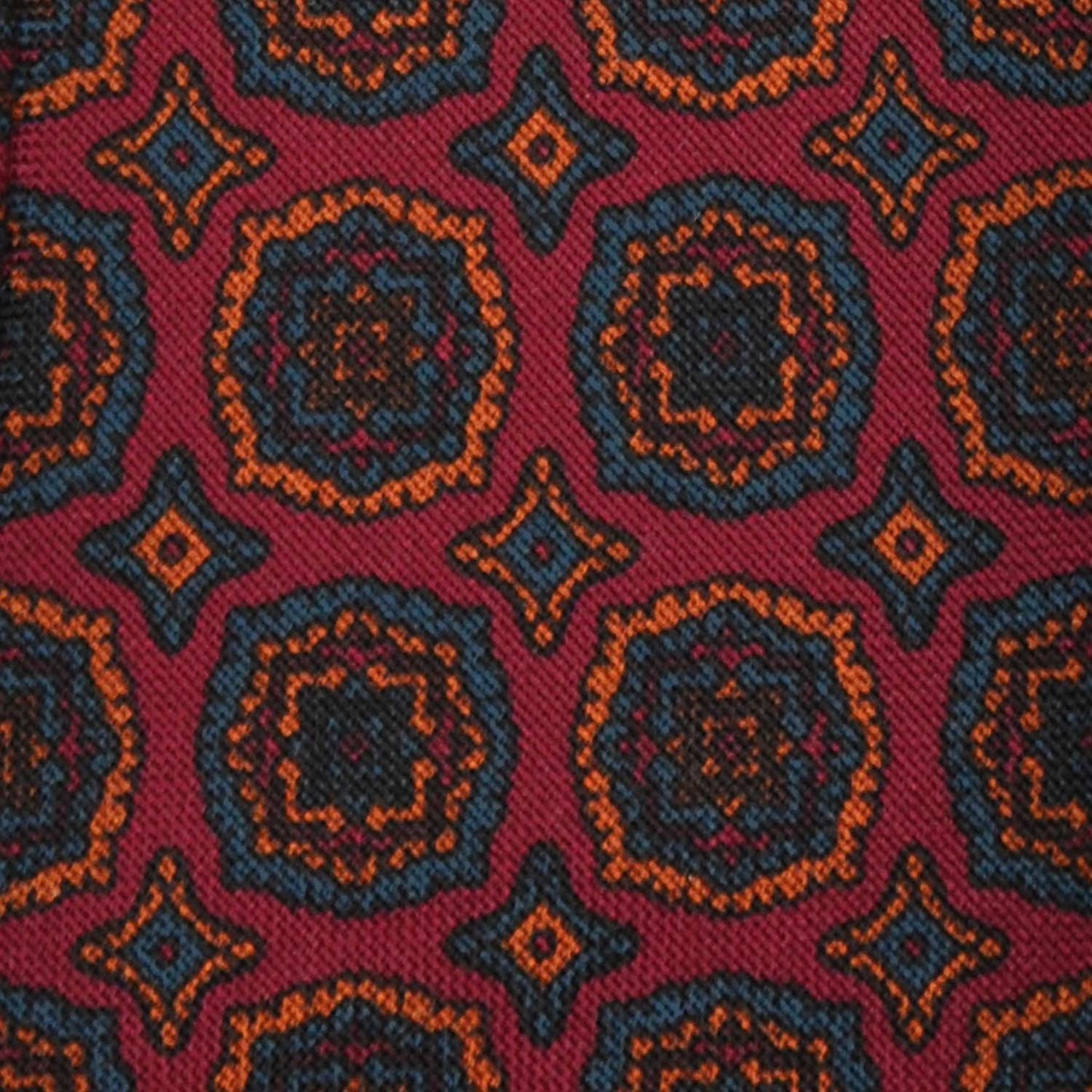 F.Marino Wool Tie 3 Folds Medallions Raspberry-Wools Boutique Uomo