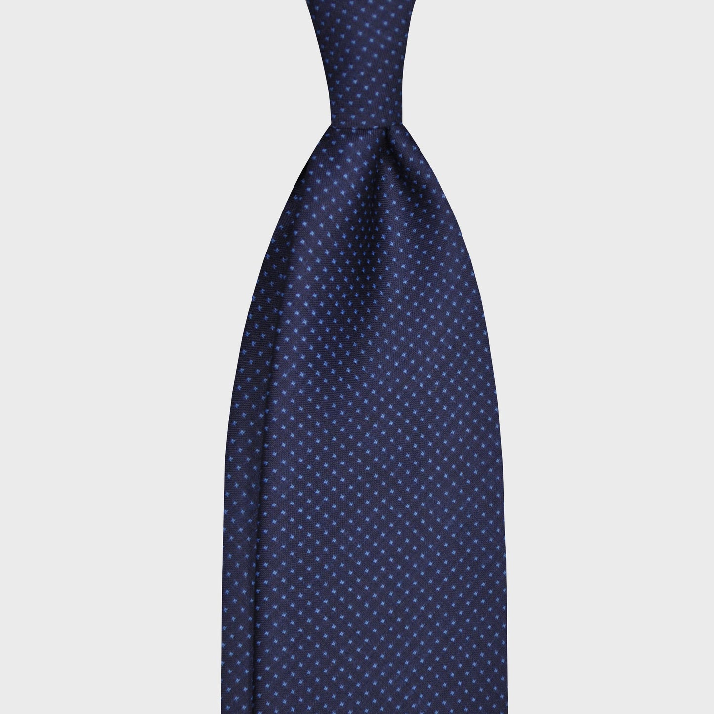 F.Marino Wool Tie 3 Folds Micro Pois Blue-Wools Boutique Uomo