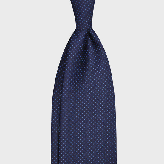F.Marino Wool Tie 3 Folds Micro Pois Blue-Wools Boutique Uomo