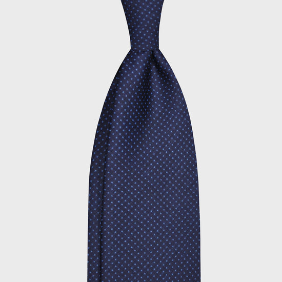 Load image into Gallery viewer, F.Marino Wool Tie 3 Folds Micro Pois Blue-Wools Boutique Uomo
