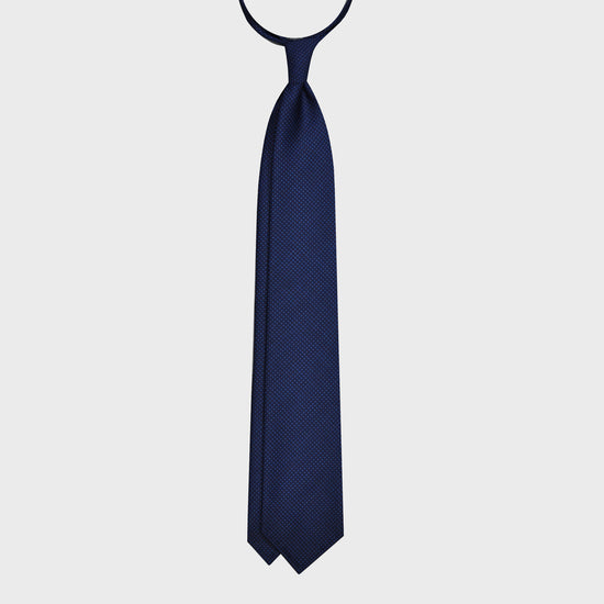 Load image into Gallery viewer, F.Marino Wool Tie 3 Folds Micro Pois Blue-Wools Boutique Uomo
