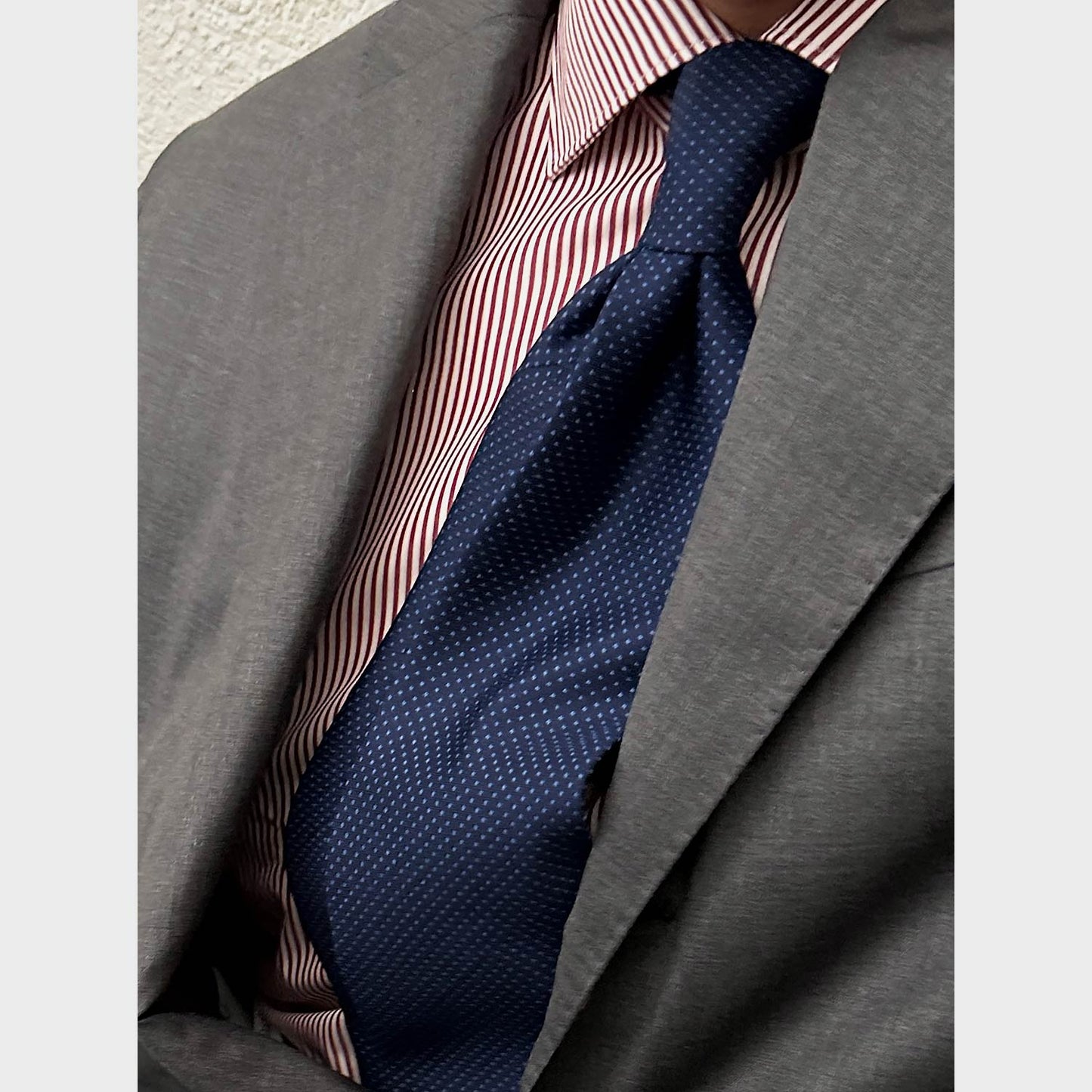 F.Marino Wool Tie 3 Folds Micro Pois Blue-Wools Boutique Uomo