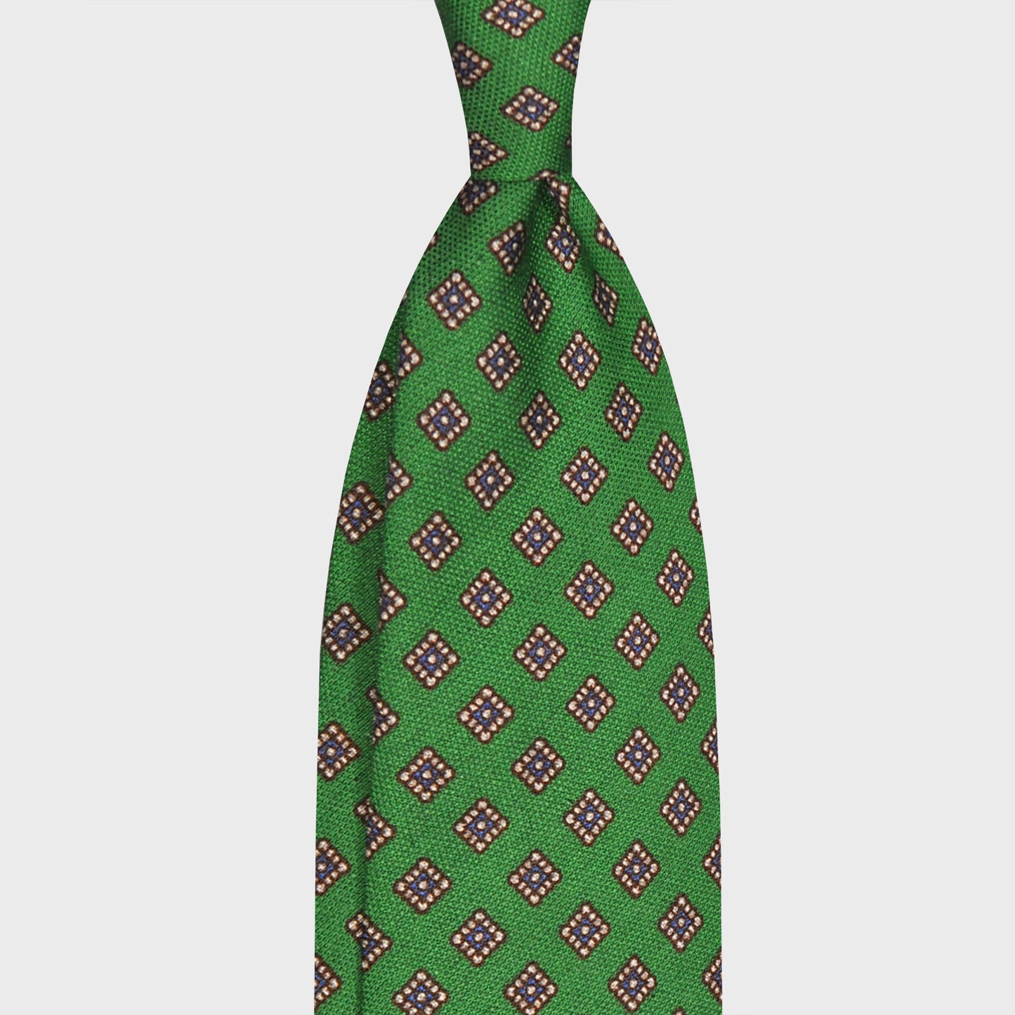 F.Marino Silk & Cotton Tie 3 Folds Diamonds Brillant Lime Green-Wools Boutique Uomo