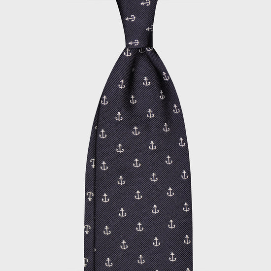 F.Marino Silk Tie 3 Folds Anchor-Wools Boutique Uomo