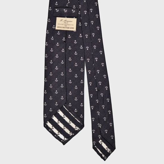 F.Marino Silk Tie 3 Folds Anchor-Wools Boutique Uomo