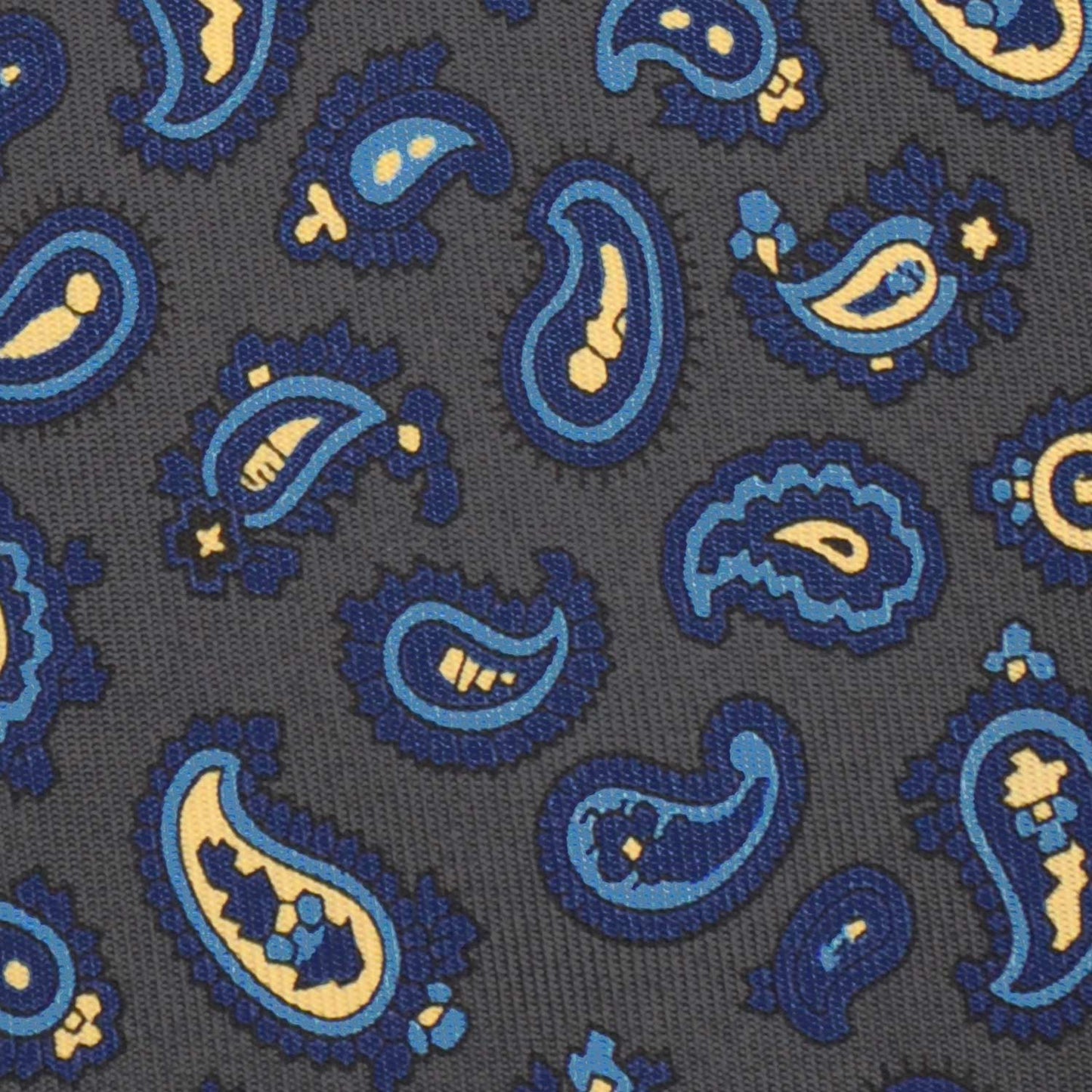 F.Marino Silk Tie 3 Folds Paisley Carbon Grey-Wools Boutique Uomo
