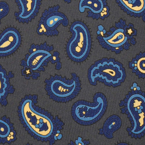 F.Marino Silk Tie 3 Folds Paisley Carbon Grey-Wools Boutique Uomo