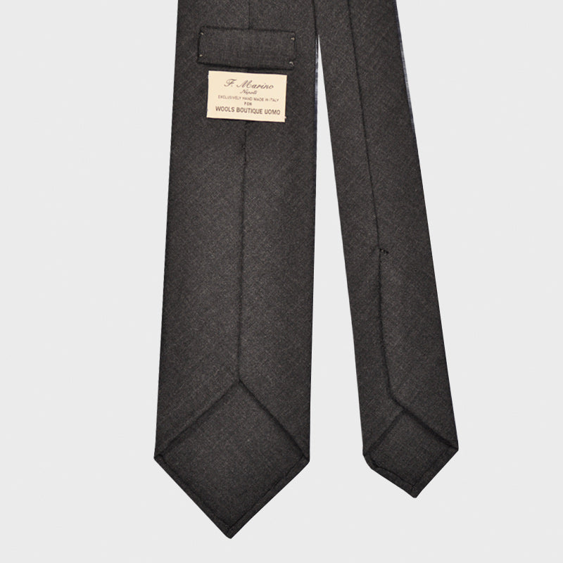 F.Marino Handmade Cashmere Tie 3 Folds Anthracite Grey-Wools Boutique Uomo