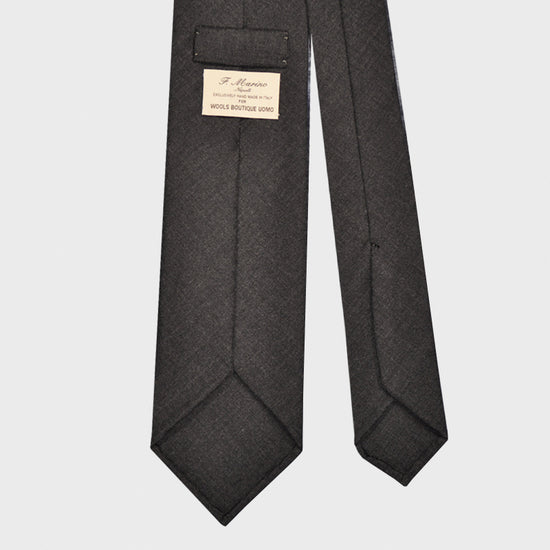F.Marino Handmade Cashmere Tie 3 Folds Anthracite Grey-Wools Boutique Uomo