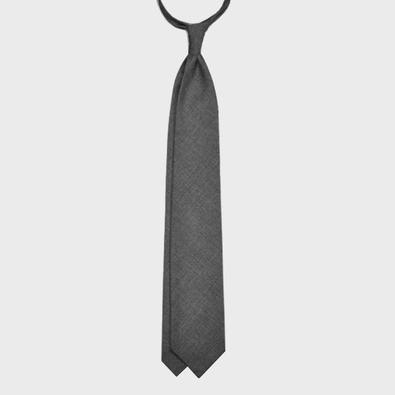 F.Marino Handmade Cashmere Tie 3 Folds Smoke Grey-Wools Boutique Uomo