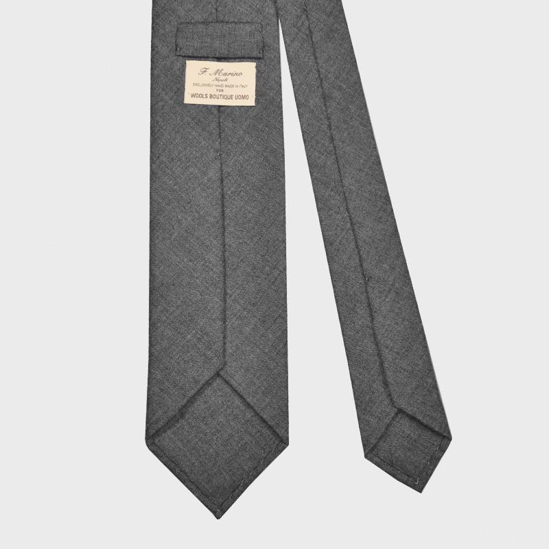 F.Marino Handmade Cashmere Tie 3 Folds Smoke Grey-Wools Boutique Uomo