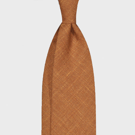 F.Marino Handmade Flamed Wool Tie 3 Folds Rust Brown-Wools Boutique Uomo