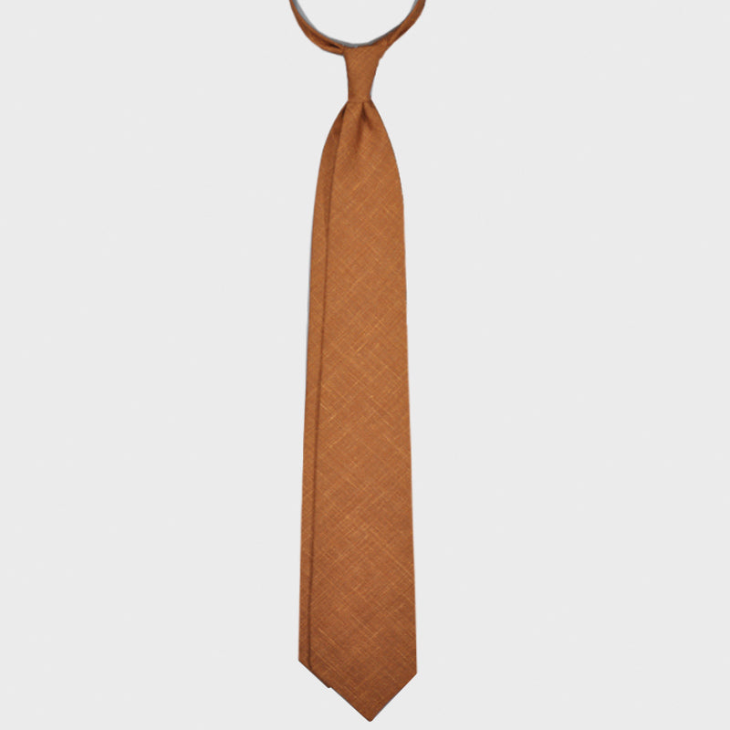 F.Marino Handmade Flamed Wool Tie 3 Folds Rust Brown-Wools Boutique Uomo