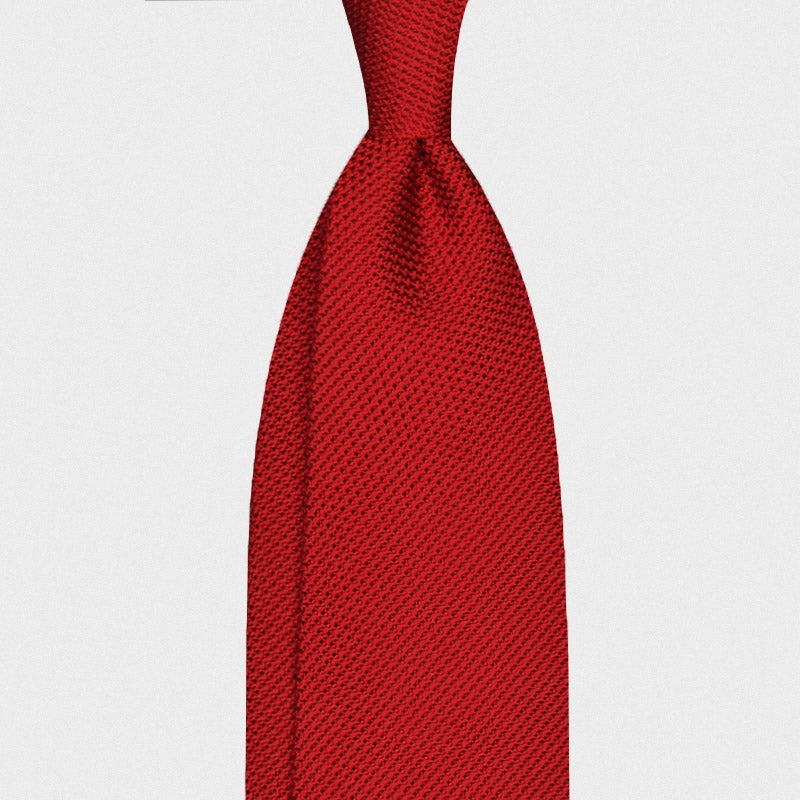 F.Marino Handmade Grenadine Silk Tie 3-Fold Red-Wools Boutique Uomo