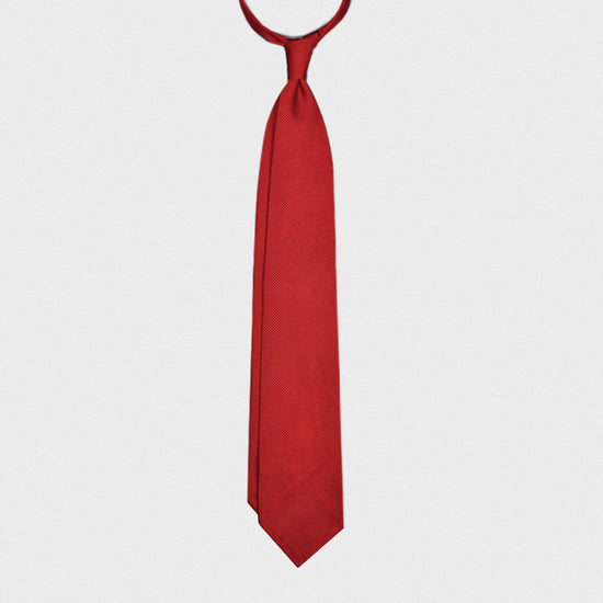 F.Marino Handmade Grenadine Silk Tie 3-Fold Red-Wools Boutique Uomo