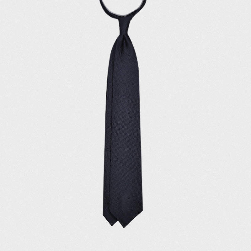 F.Marino Handmade Grenadine Silk Tie 3-Fold Navy Blue-Wools Boutique UomoNavy Blue Solid Color Tie Unlined Grenadine Silk