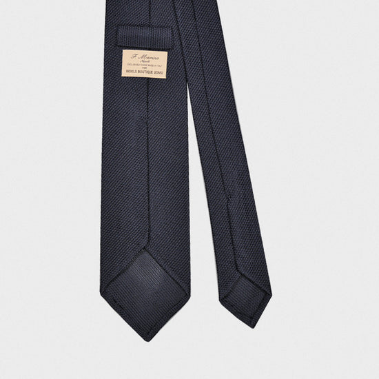 F.Marino Handmade Grenadine Silk Tie 3-Fold Navy Blue-Wools Boutique Uomo