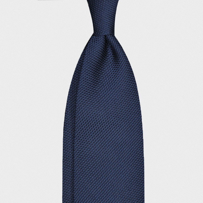 F.Marino Handmade Grenadine Silk Tie 3 Folds Prussian Blue-Wools Boutique Uomo