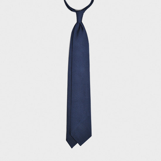 Load image into Gallery viewer, F.Marino Handmade Grenadine Silk Tie 3 Folds Prussian Blue-Wools Boutique Uomo
