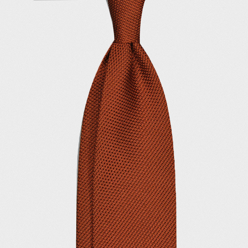 F.Marino Handmade Grenadine Silk Tie 3-Fold Rust-Wools Boutique Uomo