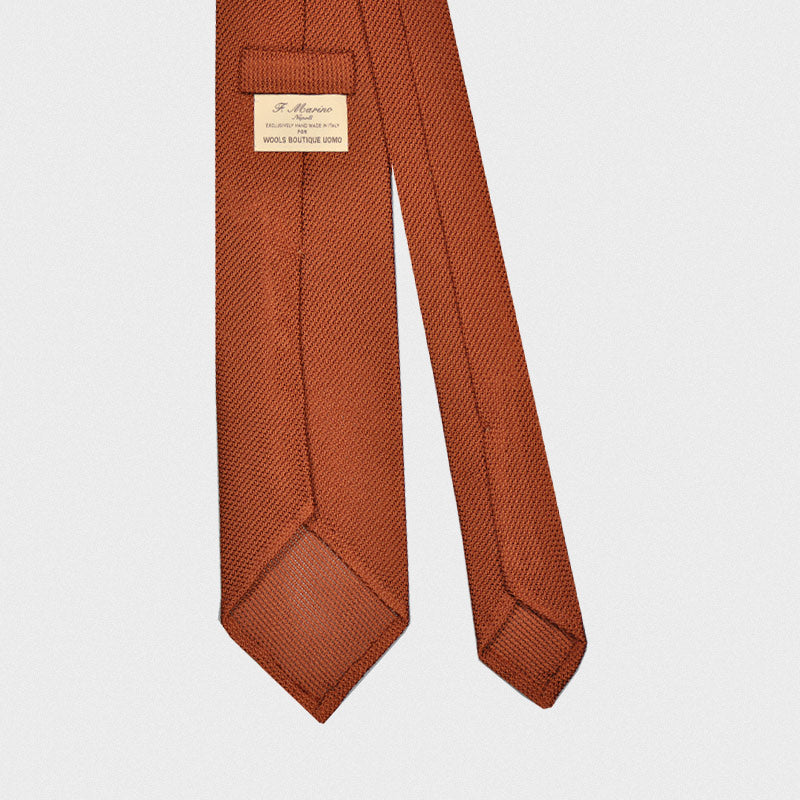 F.Marino Handmade Grenadine Silk Tie 3-Fold Rust-Wools Boutique Uomo