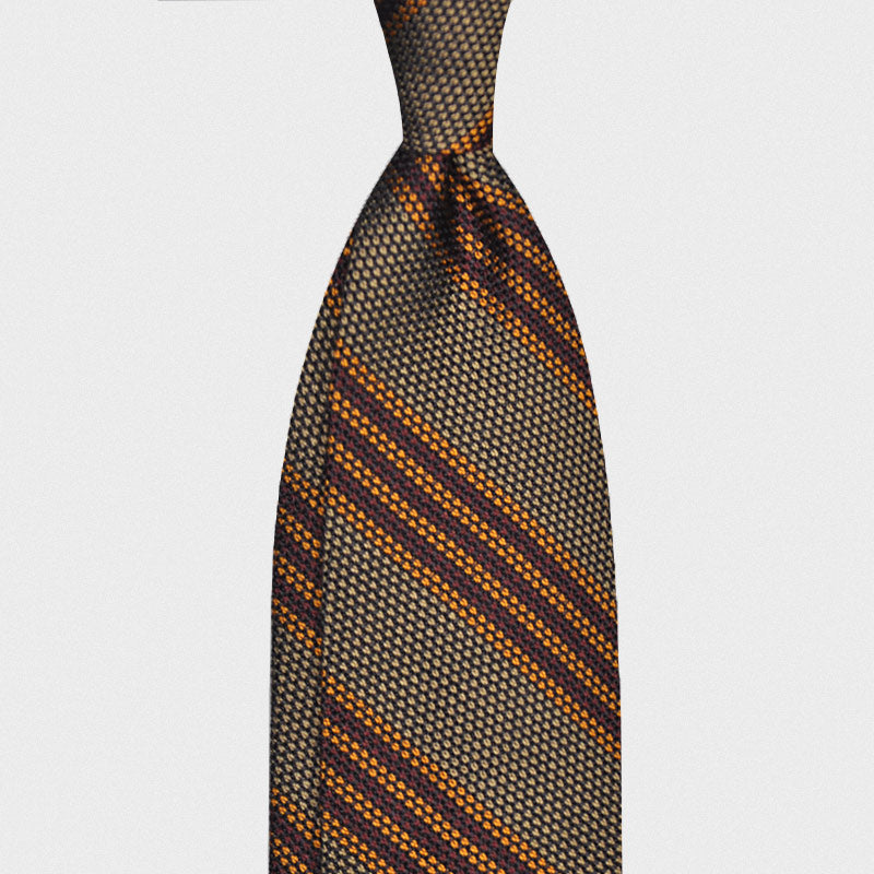 F.Marino Handmade 7 Folds Grenadine Silk Tie Regimental Army-Wools Boutique Uomo