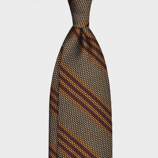 F.Marino Handmade 7 Folds Grenadine Silk Tie Regimental Army-Wools Boutique Uomo