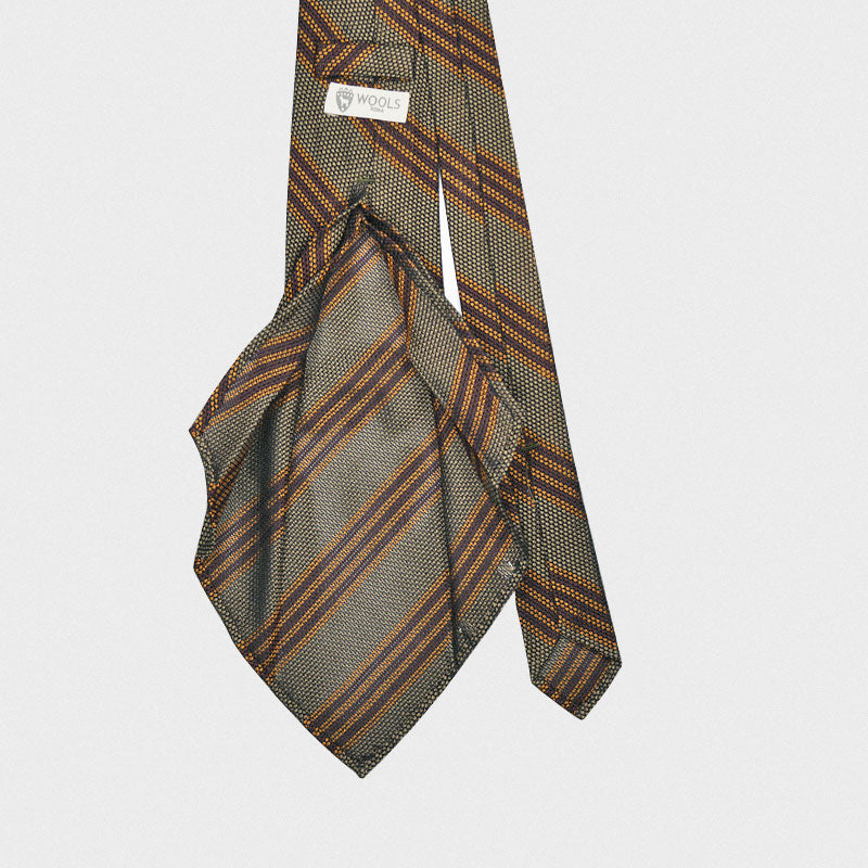 F.Marino Handmade 7 Folds Grenadine Silk Tie Regimental Army-Wools Boutique Uomo