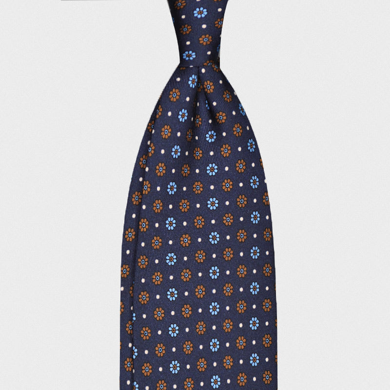 Load image into Gallery viewer, F.Marino Handmade 7-Folds Silk Tie Daisy Blue-Wools Boutique Uomo
