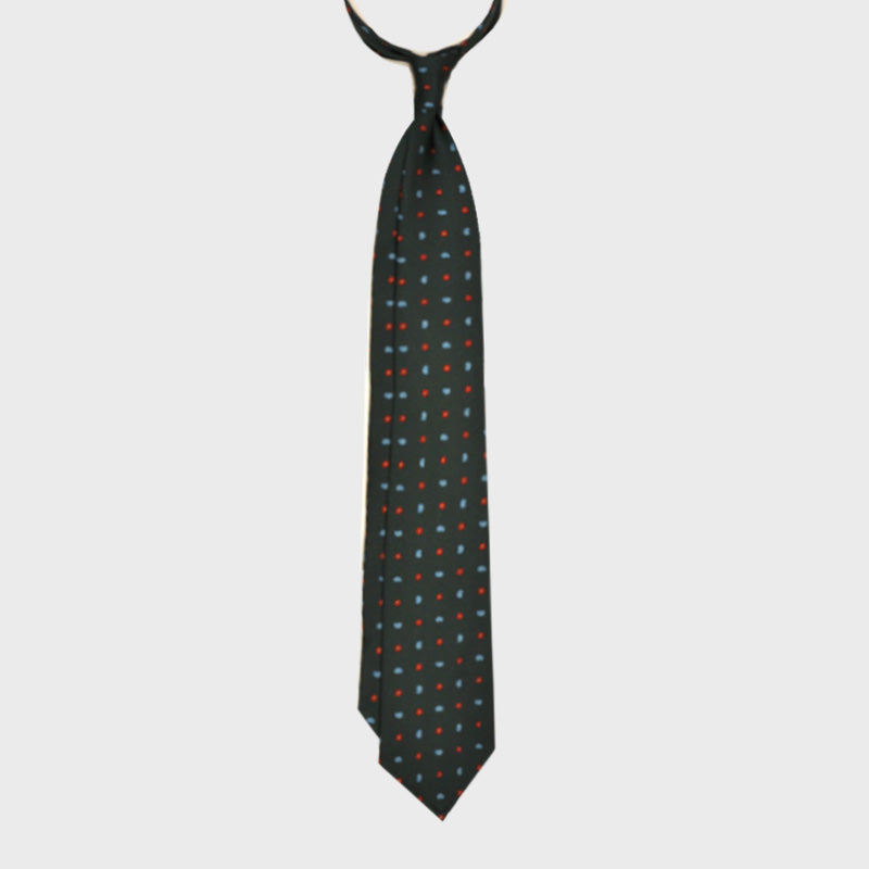 F.Marino Handmade Tie 7-Fold Jacquard Silk | Green Bottle-Wools Boutique Uomo