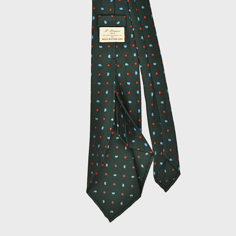 F.Marino Handmade Tie 7-Fold Jacquard Silk | Green Bottle-Wools Boutique Uomo