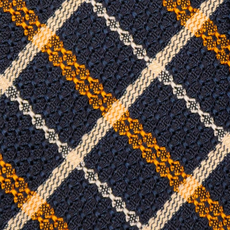 F.Marino Handmade Grenadine Silk Tie Madras Navy-Wools Boutique Uomo