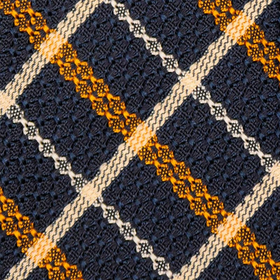 F.Marino Handmade Grenadine Silk Tie Madras Navy-Wools Boutique Uomo