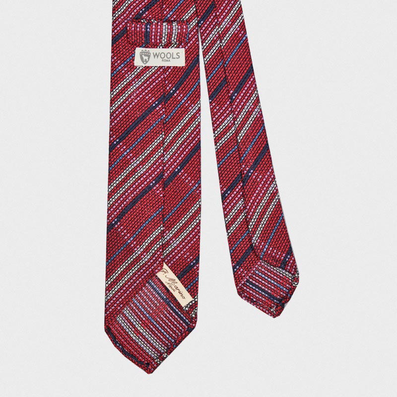 F.Marino Handmade Grenadine Silk Tie Madras Red-Wools Boutique Uomo