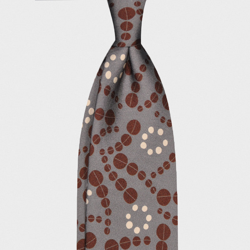 F.Marino Handmade Silk Tie 3-Fold Coffee-Wools Boutique Uomo